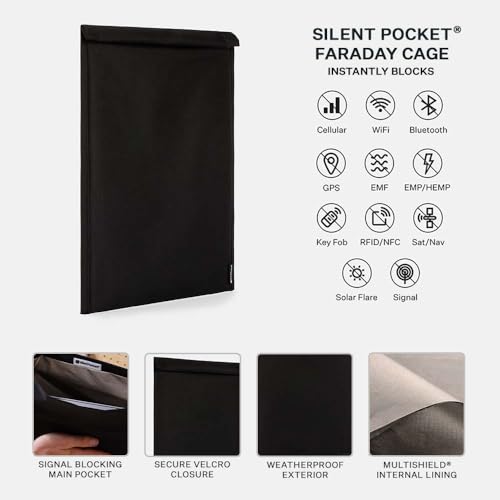 Signal Blocking Faraday Bag for Laptop Protection, Instant Security and Safe Information, 17 Inch | Weatherproof Silent