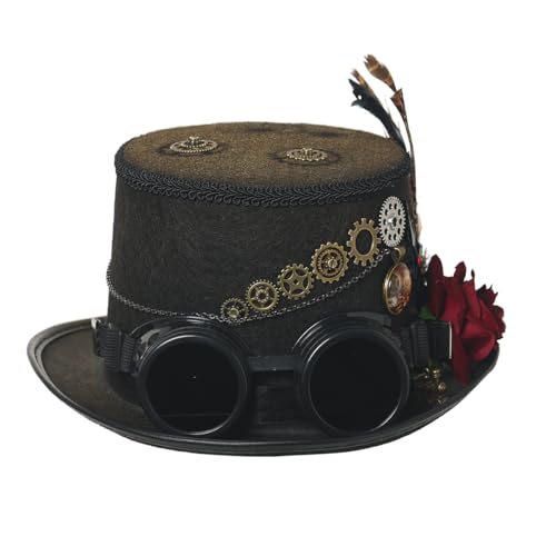 COSDREAMER Steampunk Top Hats for Men & Women Halloween Victorian Veil Feather Hat