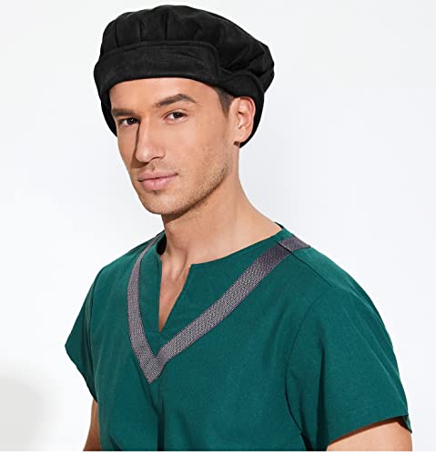 Medieval Beret Faux Suede Hat for Men Women Renaissance Festival Cosplay Costume Accessory | KUOIN Medieval Beret Faux