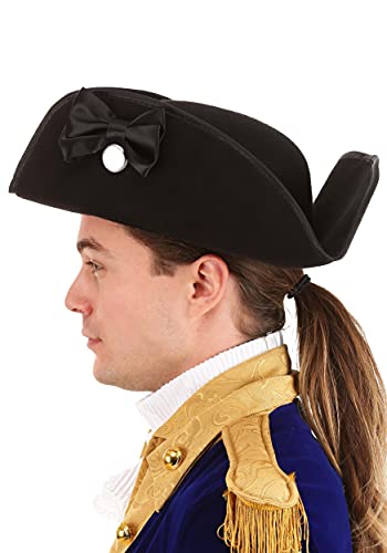 Elope Adult George Washing Costume Hat - Polyester Tricorn with Fastener, Satin Bow, Adjustable Size, One Size Fits Most