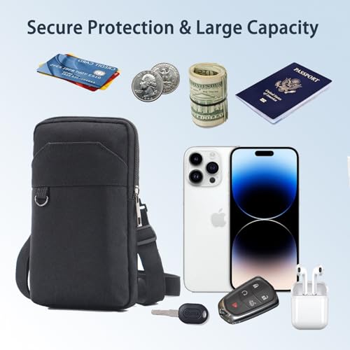 Travel Cell Phone Pouch Belt Pouch with Shoulder Strap for iPhone Case Holder and Neck Lanyard | Crossbody Phone Holste