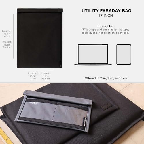 Signal Blocking Faraday Bag for Laptop Protection, Instant Security and Safe Information, 17 Inch | Weatherproof Silent