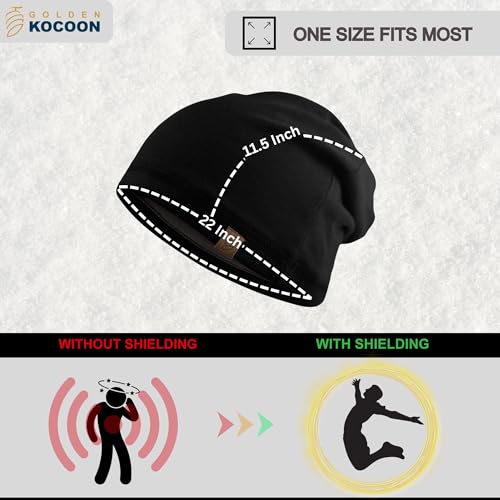 Golden Kocoon E-M-F Organic Cotton & Bamboo Viscose Slouch Beanie - Adult Size Hat with EcoShield™ Tech Silver Liner in