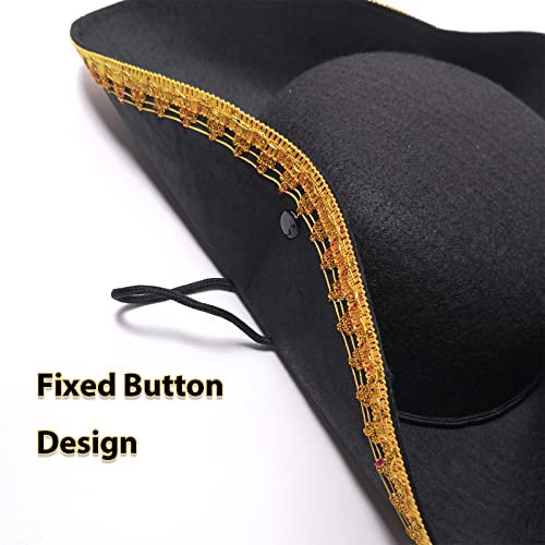 CiviLight Colonial Tricorn Hat for Men during Masquerade Party and Halloween | CiviLight Colonial Tricorn Hat as Captai