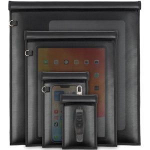 Large 4 Pack Faraday Bags for Laptops & Tablets & Phones & Car Keys | RFID Signal Blocker EMP Bag 4 Pack Large for Go D