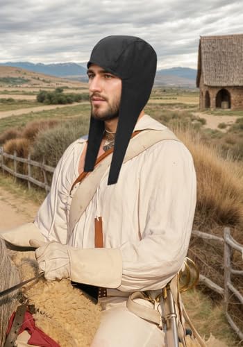 Medieval Coif Cap Linen Hats for Cosplay: Victorian Ear Flaps Acc | Victorian Coif Bonnet with Ear Flaps: Medieval Line