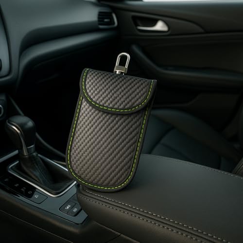 Faraday Bag for Key Blocker Bags 2-Pack - Anti-Theft RFID Shielding Pouch for Car Keys & Credit Cards (Dark Black) Far