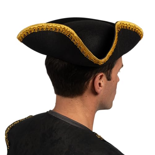 Spooktacular Creations Black Pirate Hat for Adults Halloween Costume Spooktacular Creations Colonial Tricorn Hat with Go