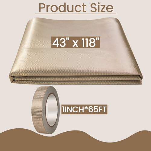 Faraday Fabric 43”x118” with Faraday Tape Military Grade Protection for WiFi, GPS Nickel Copper
