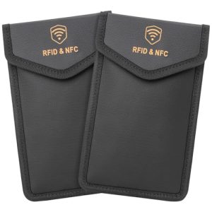 Faraday Bags for Phones 2-Pack Anti-Theft Tracking Fireproof Waterproof Protection Mobile Phones Credit Cards (2 Pack, 5