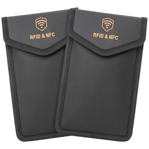 Faraday Bags for Phones 2-Pack Anti-Theft Tracking Fireproof Waterproof Protection Mobile Phones Credit Cards (2 Pack, 5