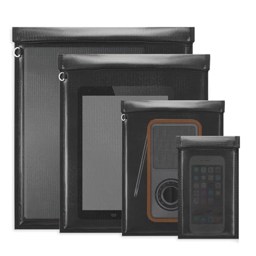 4 Pack Faraday Bags for Laptops & Tablets & Radio & Car Keys | Faraday Cage 4 Pack RFID Bag for Electronics Protection