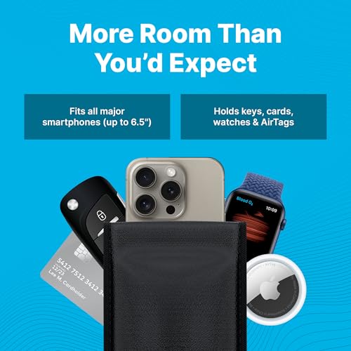 Faraday Bag Black - Anti-Theft & Distraction-Free Signal Blocking Pouch | RFID Protection for Phones, Keys & Cards | Fir