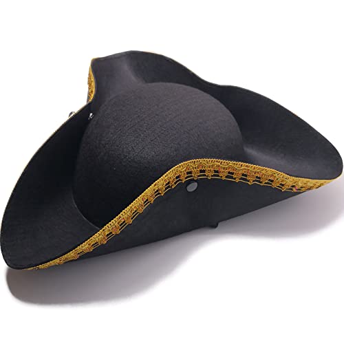 CiviLight Colonial Tricorn Hat for Men during Masquerade Party and Halloween | CiviLight Colonial Tricorn Hat as Captai