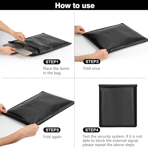 4 Pack Fireproof and Water Resistant Faraday Bags for Phones, Laptops & Tablets & Car Keys 4 Pack Large Fireproof and