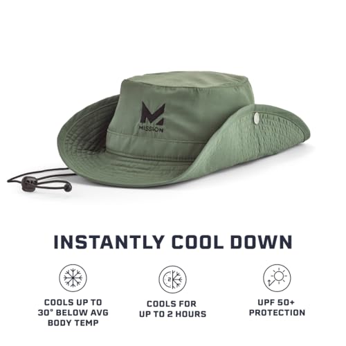 MISSION Cooling Bucket Hat - Unisex Lightweight & Durable Wide-Brim Hat for Men & Women - Cools Up to 2 Hours MISSION