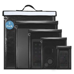 5 Pack Extra Large Faraday Bags for Laptops & Tablets & Radio & Car Keys | Waterproof & Fireproof Faraday Cage 5 Pack w