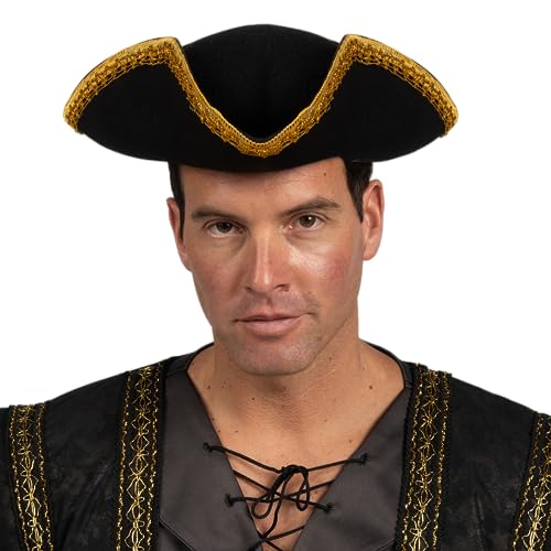 Spooktacular Creations Black Pirate Hat for Adults Halloween Costume Spooktacular Creations Colonial Tricorn Hat with Go