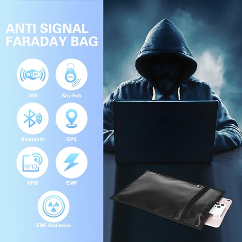 5 Pack Laptop & Tablet & Radio & Phone & Car Key Faraday Bags, Fireproof & Waterproof RFID Protection, EMP Bags for Elec