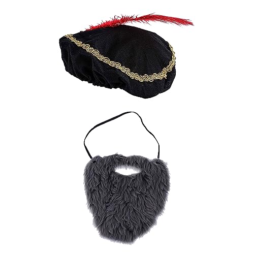 Medieval Hat with Beard for Minstrel Costume | Medieval Renaissance Hat Accessories for Renaissance Costume | Degpum Me