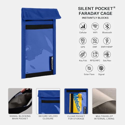 Silent Pocket SLNT Quick Access Key Fob Faraday Bag for Travelers & Privacy Enthusiasts - Weatherproof Signal Blocking,