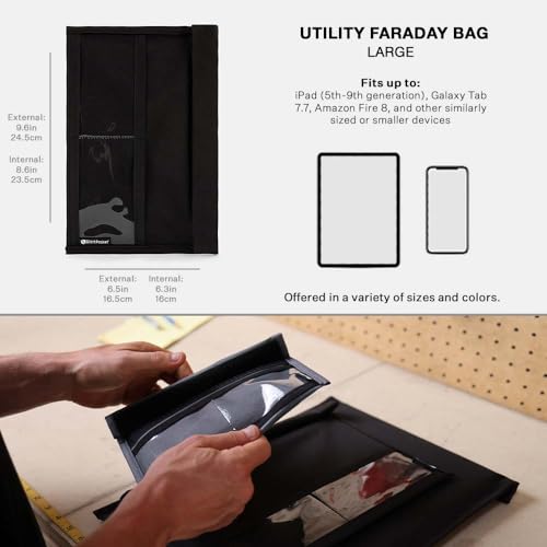 Silent Pocket Weatherproof Smartphone Faraday Bag - SLNT Signal Blocking Technology, Device Shielding for Tablets - Perf