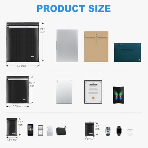 Faraday Bags Key Fob Protector 4-Pack for Phones & Car Keys & Tablets & Laptop - Ultimate Shield Against Signals & EMF P