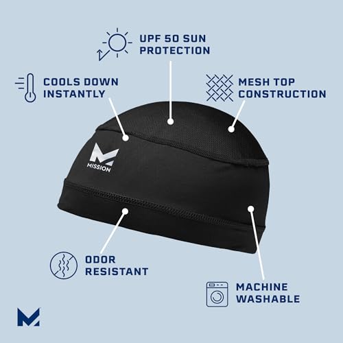 MISSION Lightweight & Breathable Cooling Helmet Liner for Men & Women - Outdoor Activities - Cools Up to 2 Hours & UPF 5