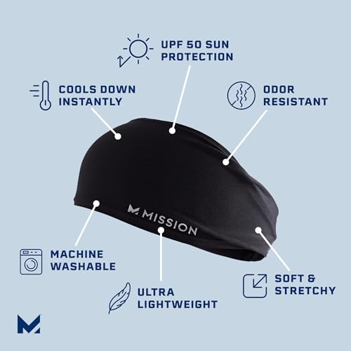MISSION Tapered Cooling Headband for Men and Women during Summer Sports and Outdoor Activities: Fast Drying, Breathable,