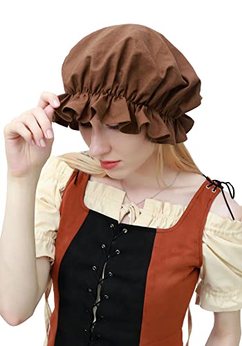 FURPHI Victorian Bonnet for Women - Medieval Medieval Hat Renaissance Costume Accessory | FURPHI Colonial Headwear for