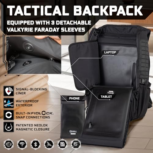 Mission Darkness Odin Guard Faraday Backpack for Military-Grade RF Shielding and Travel Protection // Detachable Valkyri