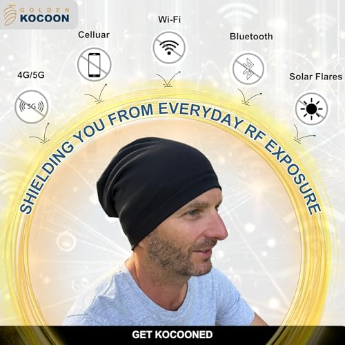 Golden Kocoon E-M-F Organic Cotton & Bamboo Viscose Slouch Beanie - Adult Size Hat with EcoShield™ Tech Silver Liner in
