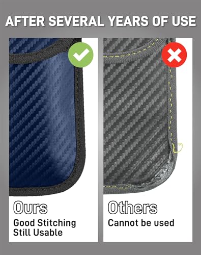 Upgraded Faraday Bag for Key Fob (2 Pack) - Car RFID Signal Blocking, Car Security Protection, Anti-Theft Pouch Blue P