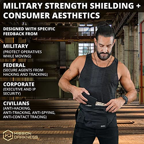 Mission Darkness FreeRoam Faraday Fanny Pack for Travel // RF/EMF Shielding Liner Anti-Tracking Mobile Device Security F