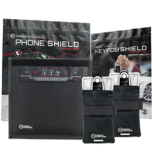 Mission Darkness Phone & Keyfob Faraday Bag Bundle - RF Shielding, Anti-Tracking & Hacking, EMP Protection (2-Pack) Mi