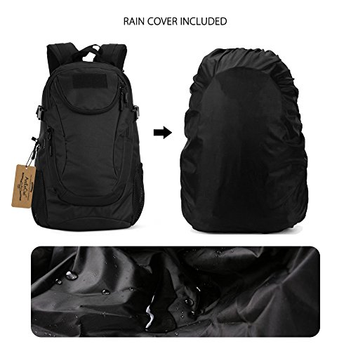 ArcEnCiel Motorcycle Backpack Tactical Military Bag for Outdoor Hiking Camping Trekking - Durable Rain Cover+Patch Inclu