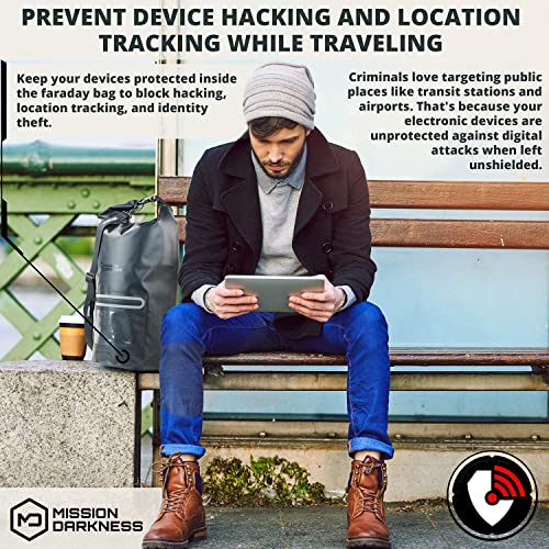Mission Darkness Dry Shield Faraday Tote 15L - Signal Blocking, Anti-Tracking, & Data Privacy for Electronic Devices |