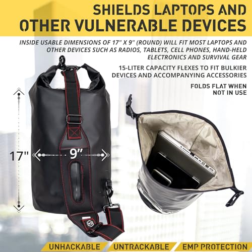 Mission Darkness Dry Shield Faraday Tote 15L // Signal Blocking & EMP Protection for Electronic Device Security // Anti-