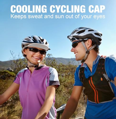 MELASA Cooling Skull Cap Helmet Liner with Sun Visor for Men and Women Running Cycling Sun Protection