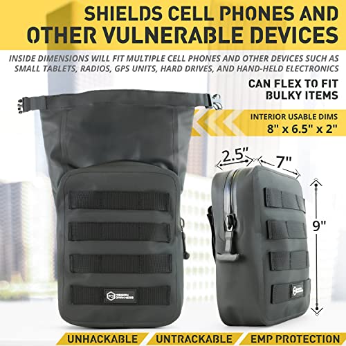 Mission Darkness Dry Shield MOLLE Faraday Pouch (2nd Gen) // Waterproof & Submergible Dry Bag + RF Shielding Liner for E
