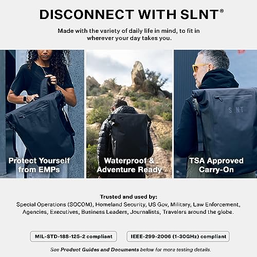 Silent Pocket SLNT Faraday Waterproof Backpack for Hiking and Travel Protects Against Identity Theft - Blocks RFID, WiFi
