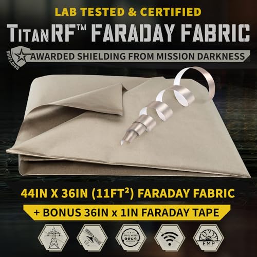 Faraday Fabric Kit for Military Grade Signal Blocking | Mission Darkness TitanRF Conductive Fabric 1 Yard | EMF Protect