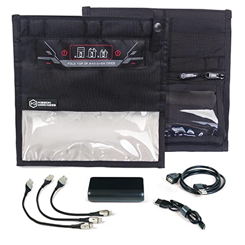 Mission Darkness NeoLok Faraday Bag for Phones with Battery Kit | Mobile Device Shielding & Charging Faraday Bag for La