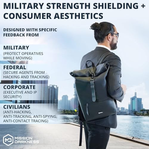 Mission Darkness FreeRoam Faraday Backpack - Stylish, Durable, and Water-resistant Bag with RF Blocking Liner, Padded La