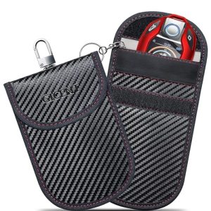Anti Theft 2 Pack RFID Car Key Fob Signal Blocking Faraday Pouch Fits for All Brands Vehicles Black | Car Key Fob Farad