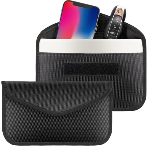 2 Pack Faraday Bags for Phone and Car Keys, Anti Theft Car Protection, Signal Blocking Key Pouch