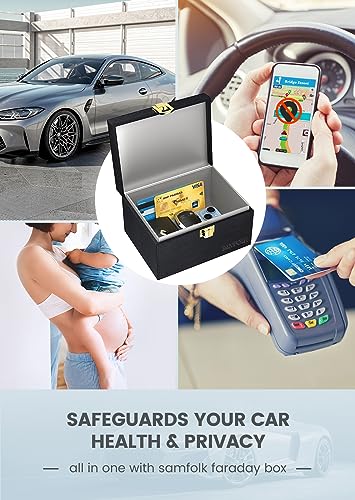 Samfolk Faraday Box for Car Keys with Signal Blocking Bags - Keyless Entry Car Key Safe Protector | Samfolk Faraday Bag