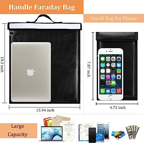 Faraday Bags for Laptops & Phones + Shielding + Protection from Electromagnetic Interference + Lightweight & Padded (16"