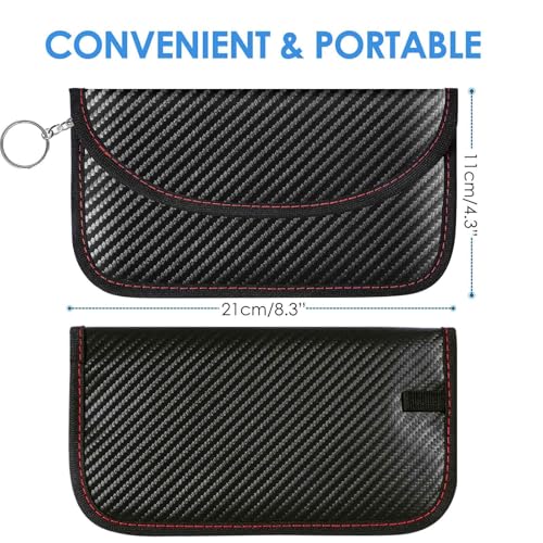 2 Pack Faraday Bags for Car Keys, 8.3x|3in Signal Blocking Pouch, Waterproof RFID Protector, Anti-Theft Security Cage Ca