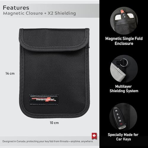 StandardAutoPart Faraday Bag for Car Keys – Anti-Theft Key Fob Pouch with RFID Signal Blocker - Protects Against Car Hac